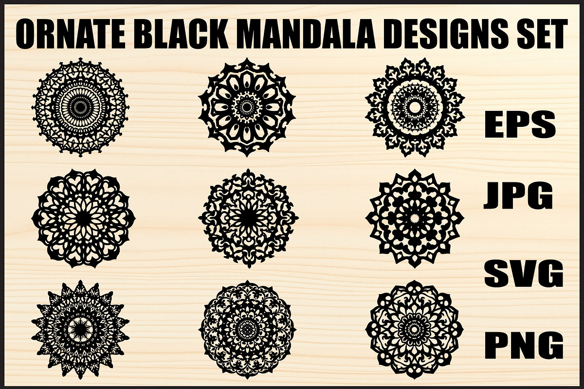Black Ornate Mandala Designs, an Object Graphic by Designer_Momina (Photo 1 of 10)