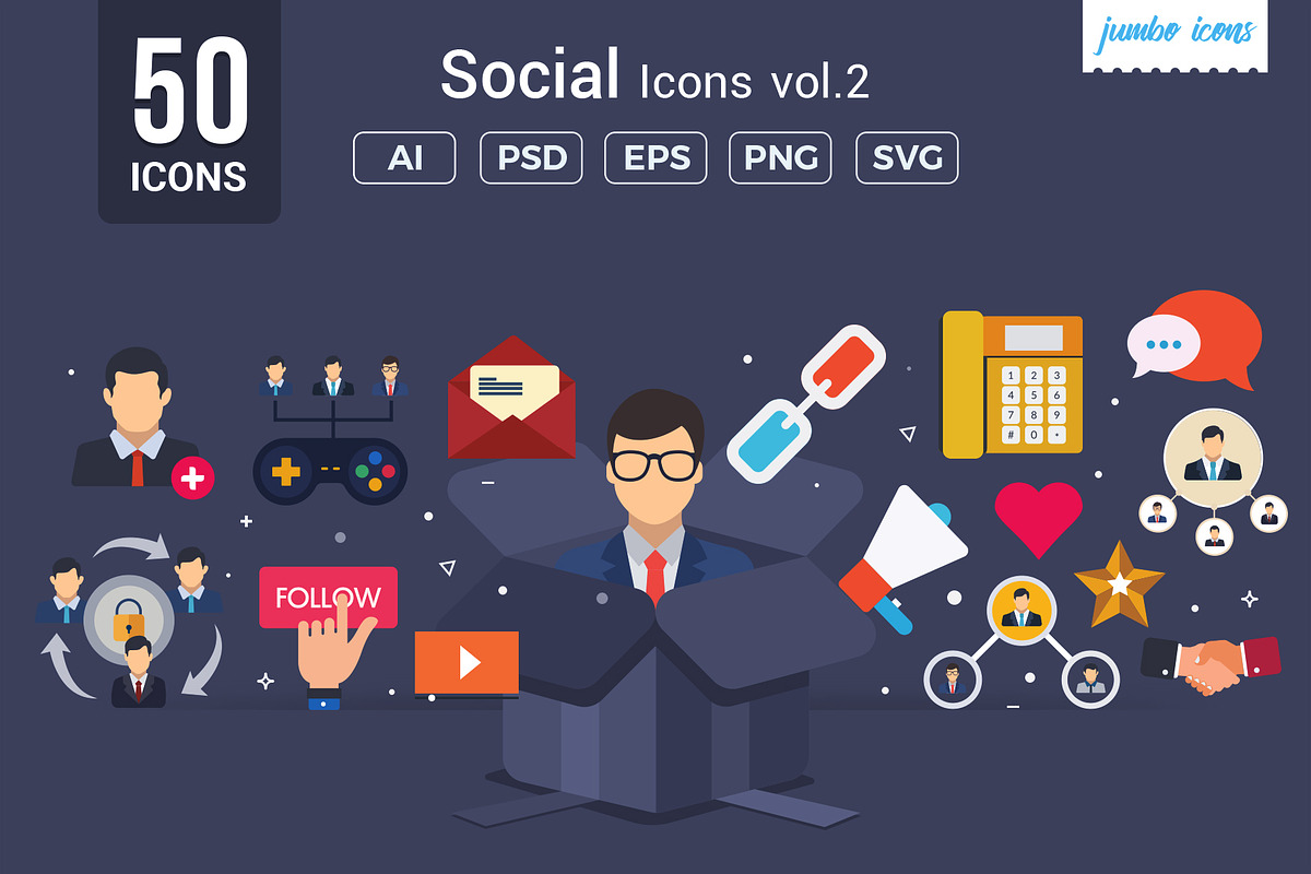 Social Vector Icons Pack V2, a Duotone Icon by Jumbo Icons (Photo 1 of 5)