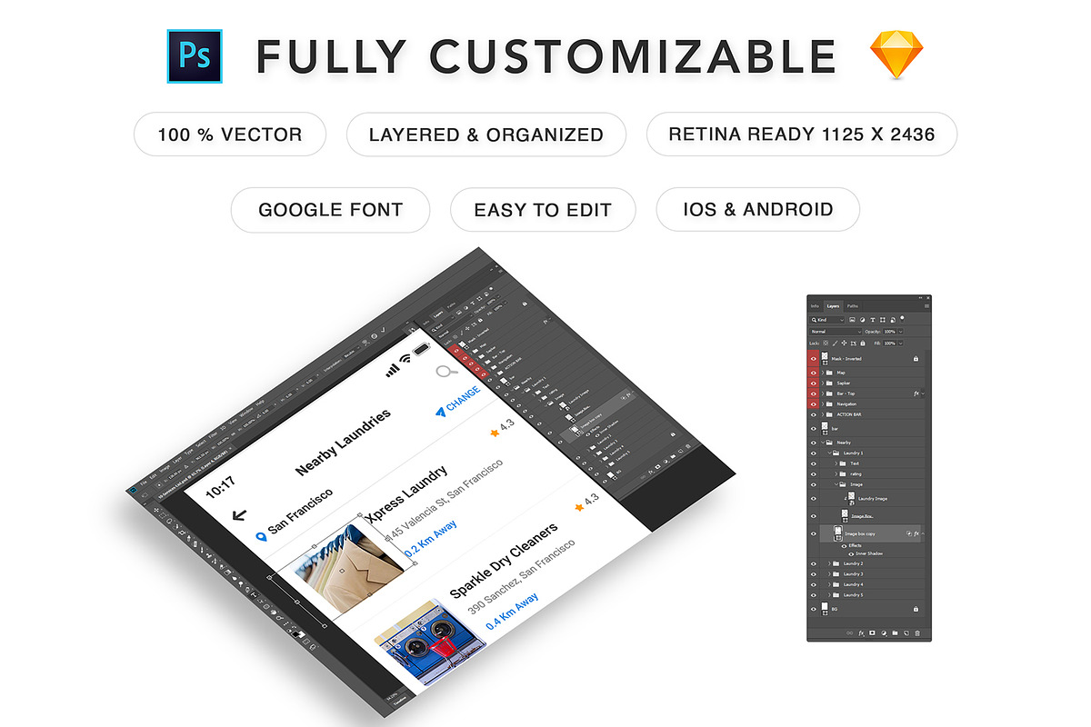 Wash It : Laundry App UI kit, an UI Kit Template by App Innovation (Photo 2 of 6)