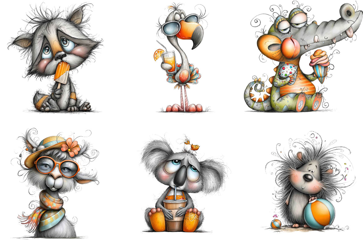 Whimsical Summer Animals Clipart, a Seasonal Illustration by fashionaddict (Photo 4 of 7)