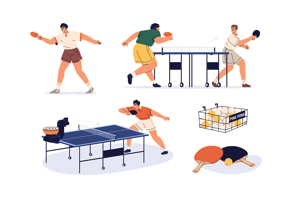 People play ping-pong, table tennis, a Sport Illustration by Good Studio (Photo 2 of 3)