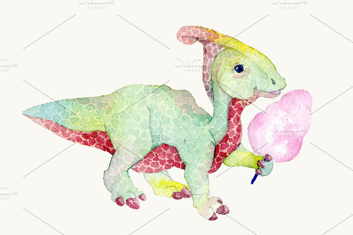 Watercolor dinosaur set, an Animal Illustration by Re_Margarita_Art (Photo 4 of 8)