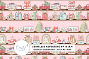 Christmas Bookish Seamless Pattern, a Pattern Graphic by Coastal 5 Designs (Thumbnail 1 of 3)