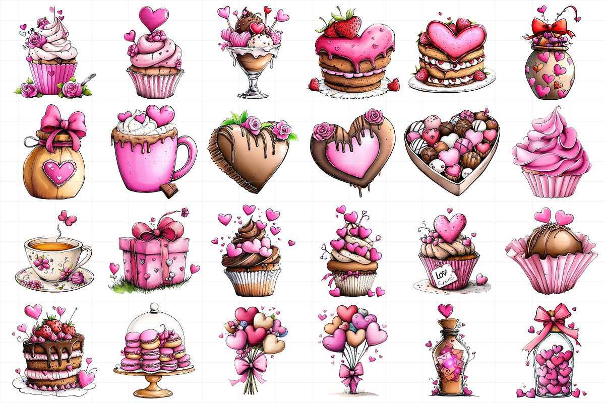 Watercolor Valentine's Day Clipart, an Illustration by Daily.Designs (Photo 5 of 5)