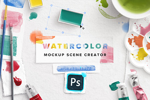 Watercolor Mockup Scene Creator