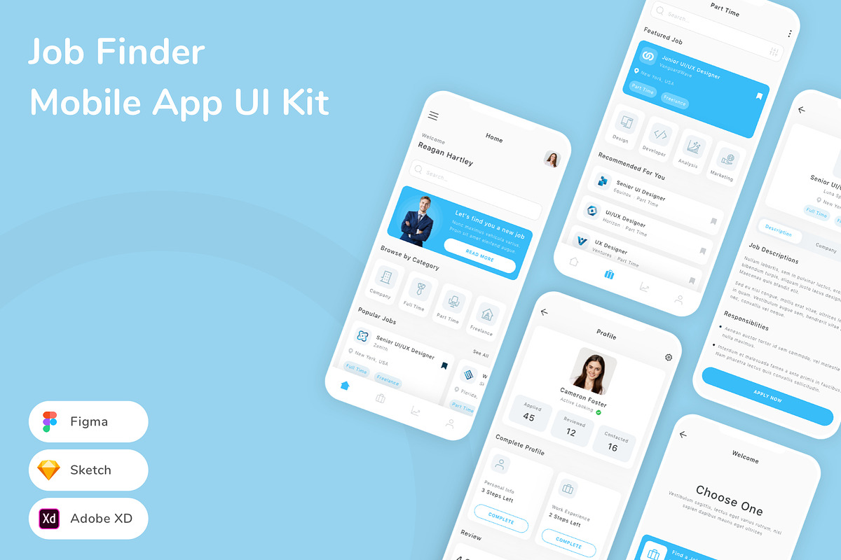 Job Finder Mobile App UI Kit, an UI Kit Template by Betush