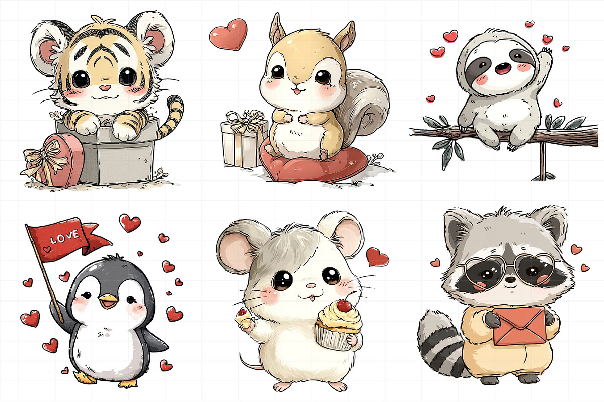 Alentine Whimsical Animals Set, an Illustration by Daily.Designs (Photo 7 of 7)