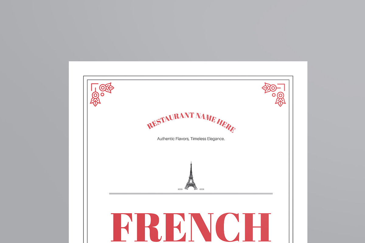 French Bistro Menu Template, a Stationery Template by MightyDesign (Photo 2 of 8)
