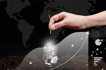 can of coins on the ground and a growing graph of indicators. Pe, a Business Photo by ndanko