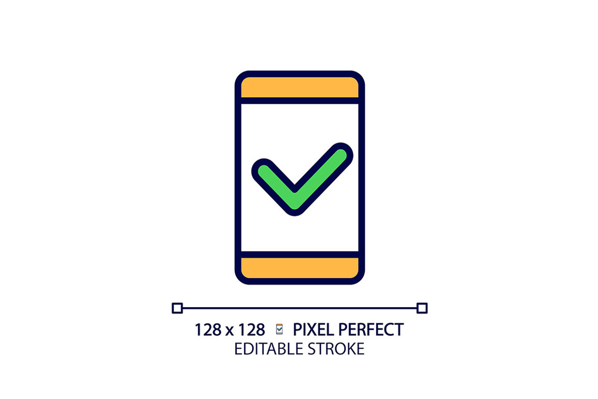 Mobile phone with check mark, an Icon by IMG Visuals