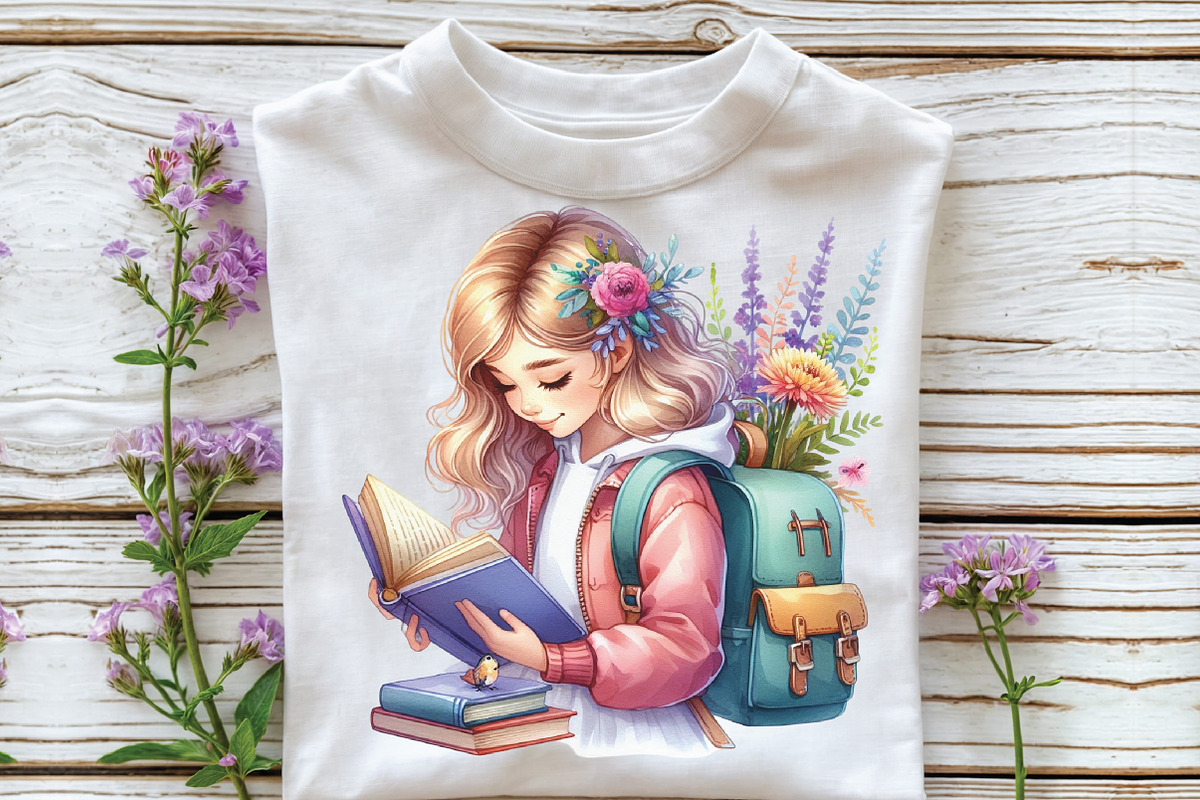 Cute Little Girl Reading Clipart, an Illustration by CraftArtStudio (Photo 3 of 6)