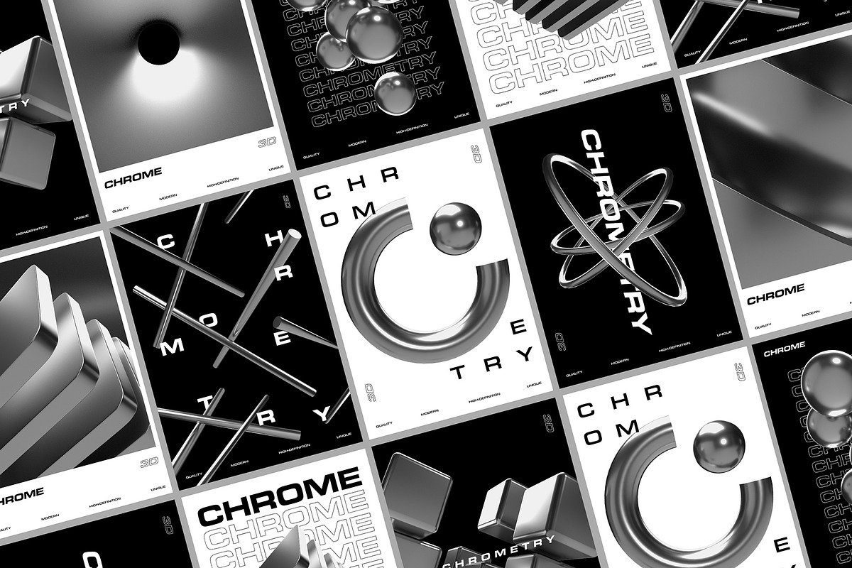 3D Geometry Chrome 85 illustrations, an Object Graphic by assetpro.design (Photo 2 of 10)