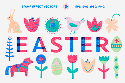 Easter stamp effect vectors