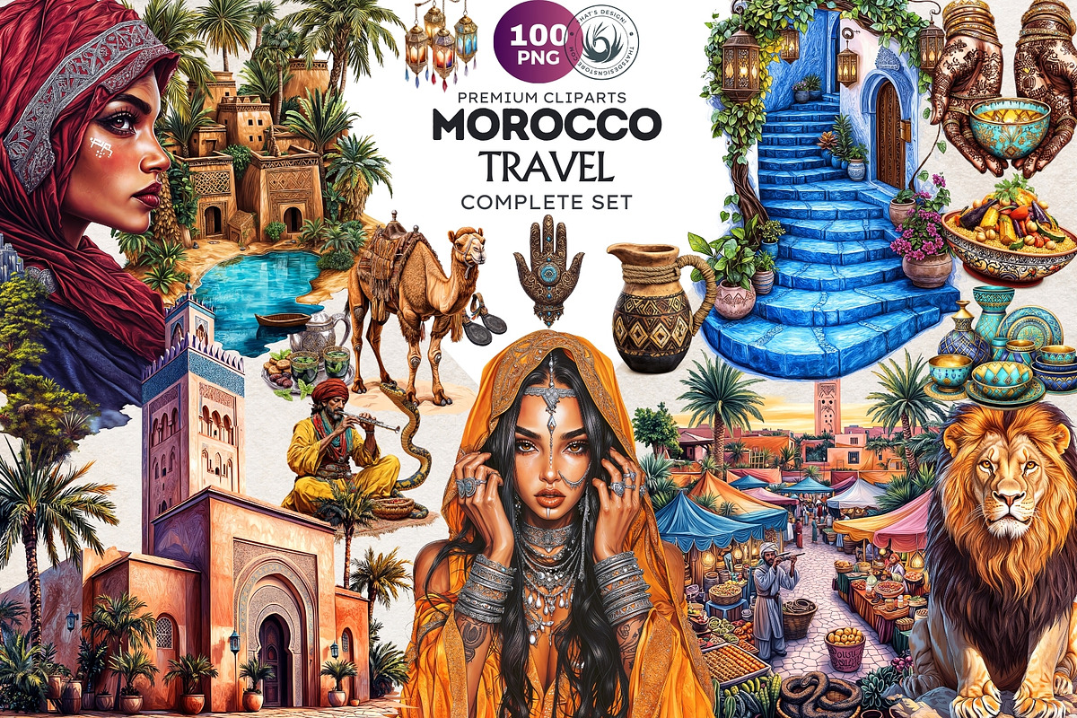 Morocco Travel clipart Set, a Decorative Illustration by ThatsDesignArt (Photo 1 of 10)