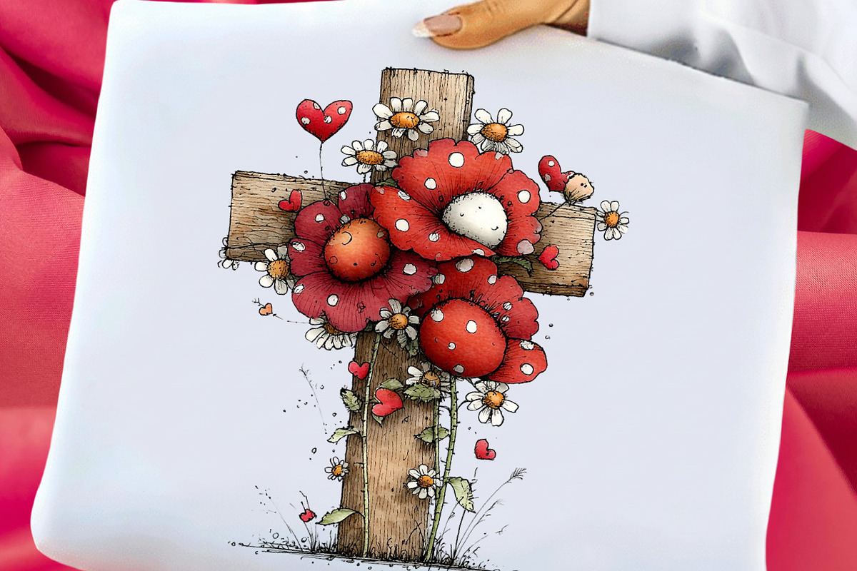 Whimsical Valentine Cross Clipart, an Illustration by Libby Wishes (Photo 8 of 9)