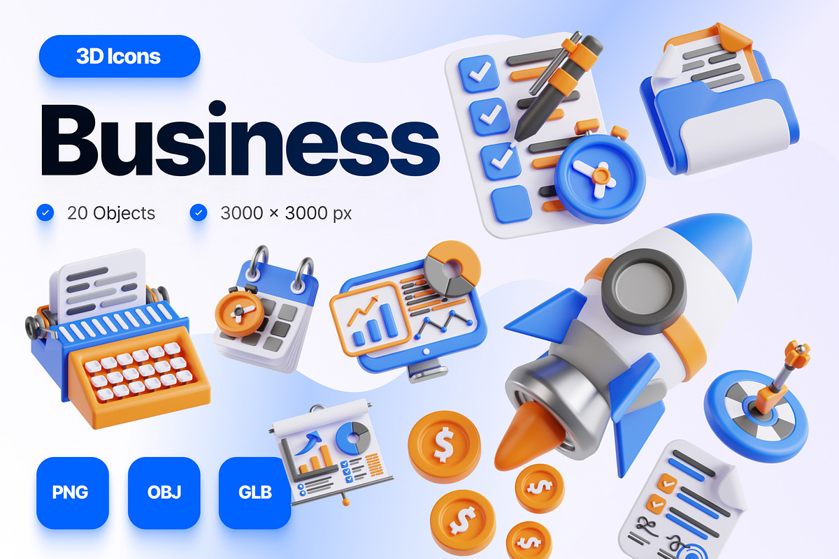 Business 3D Icons, an Object 3D Model by Rakata Studio (Photo 1 of 7)