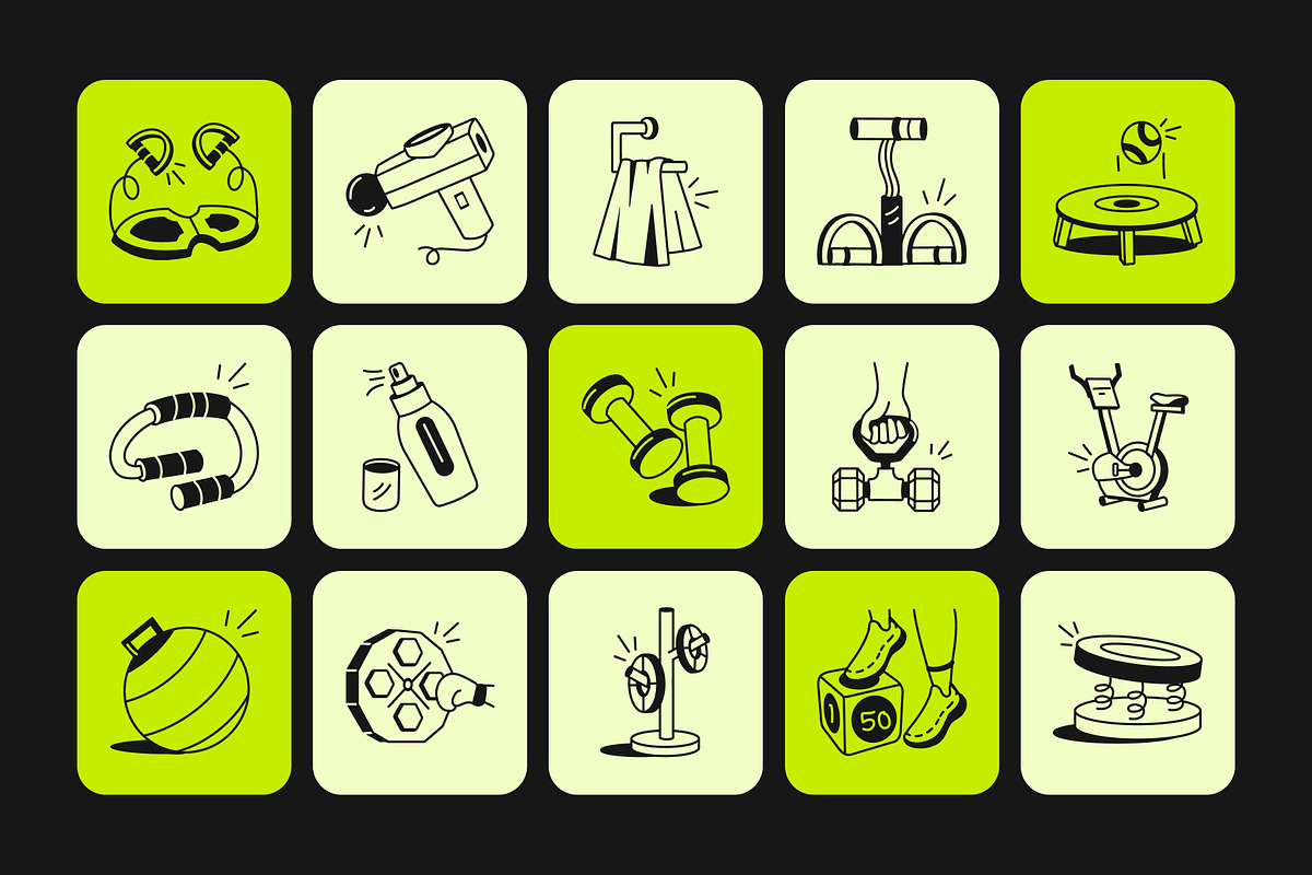 Animated Gym Doodle Icons, an Outline Icon by Vectors Market (Photo 3 of 4)