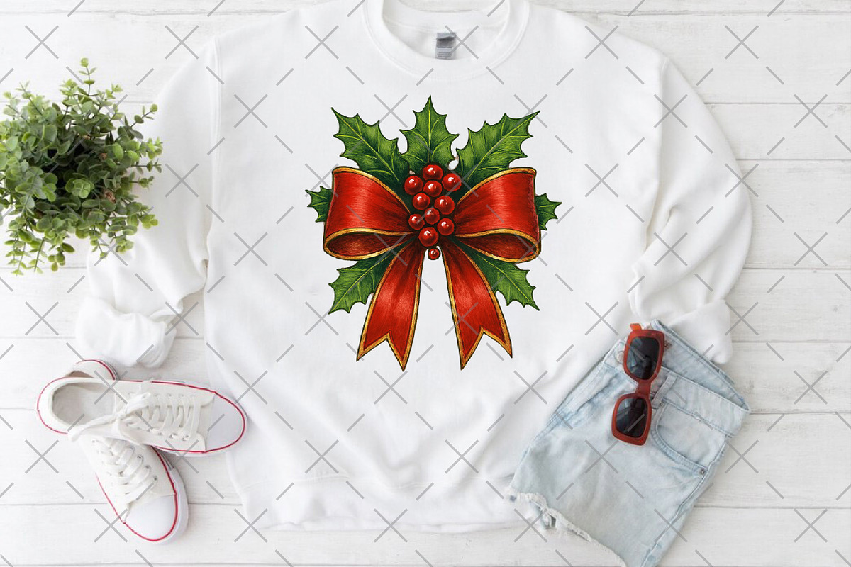 Red Coquette Christmas Bow PNG, an Illustration by Craft Nest (Photo 3 of 6)