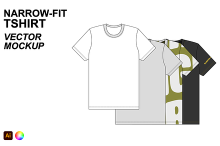 Basic Narrow Tshirt Vector Mockup