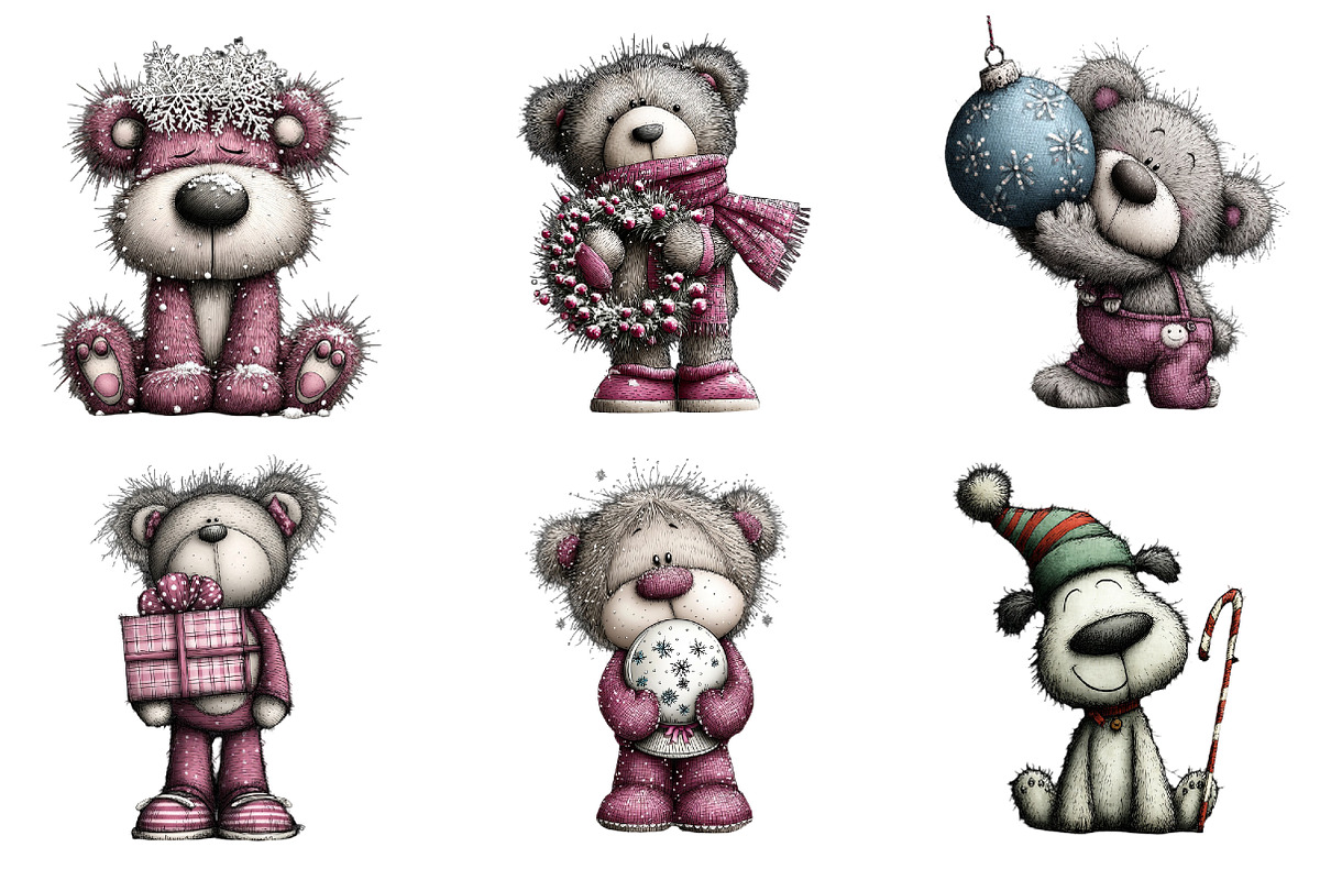 Christmas Teddy Bear Clipart, an Illustration by DreamArtGraphic (Photo 4 of 4)
