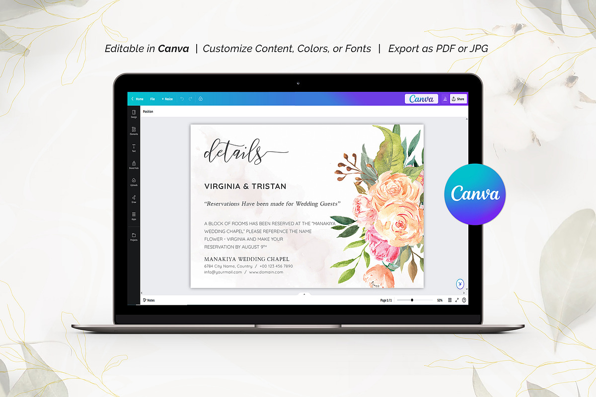 Canva Details Card, an Invitation Template by ShineOnWedding (Photo 10 of 12)