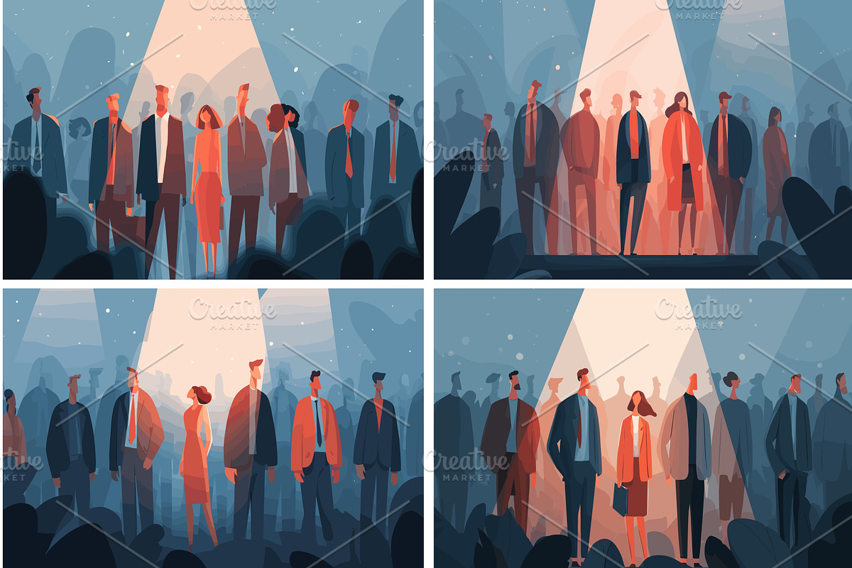 Business people crowd cartoon vector, a Person Illustration by Onyx