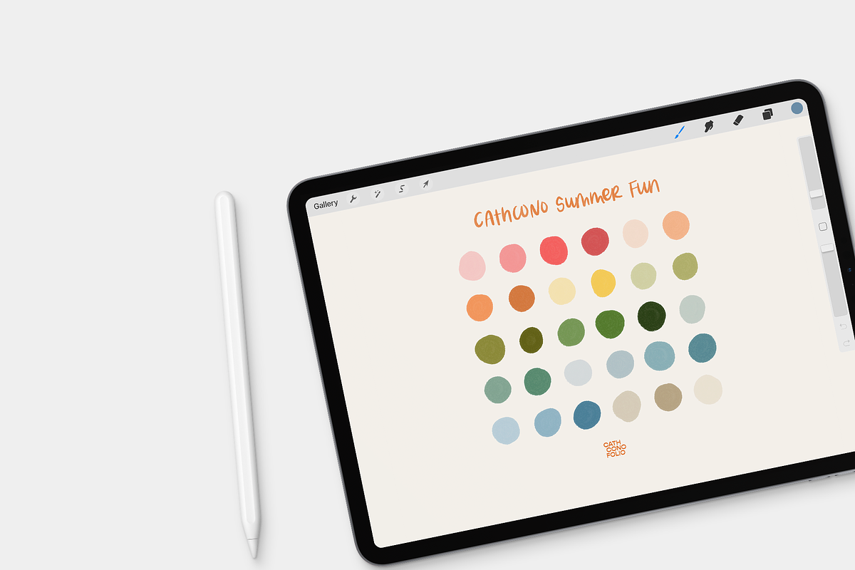 Procreate Color Palette - Summer Fun, a Brush Add-On by cathconofolio