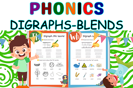 Digraphs and Blends Activities, a Templates & Theme by Free Premium Graphics