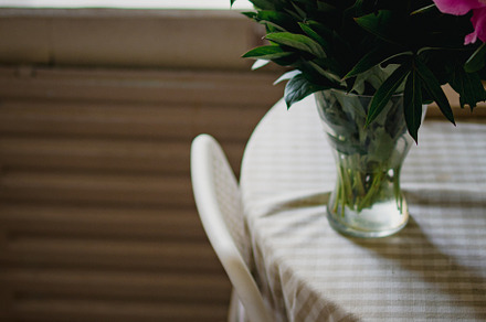 bouquet of pink peonies in a vase on the table, a Nature Photo by TanaCh