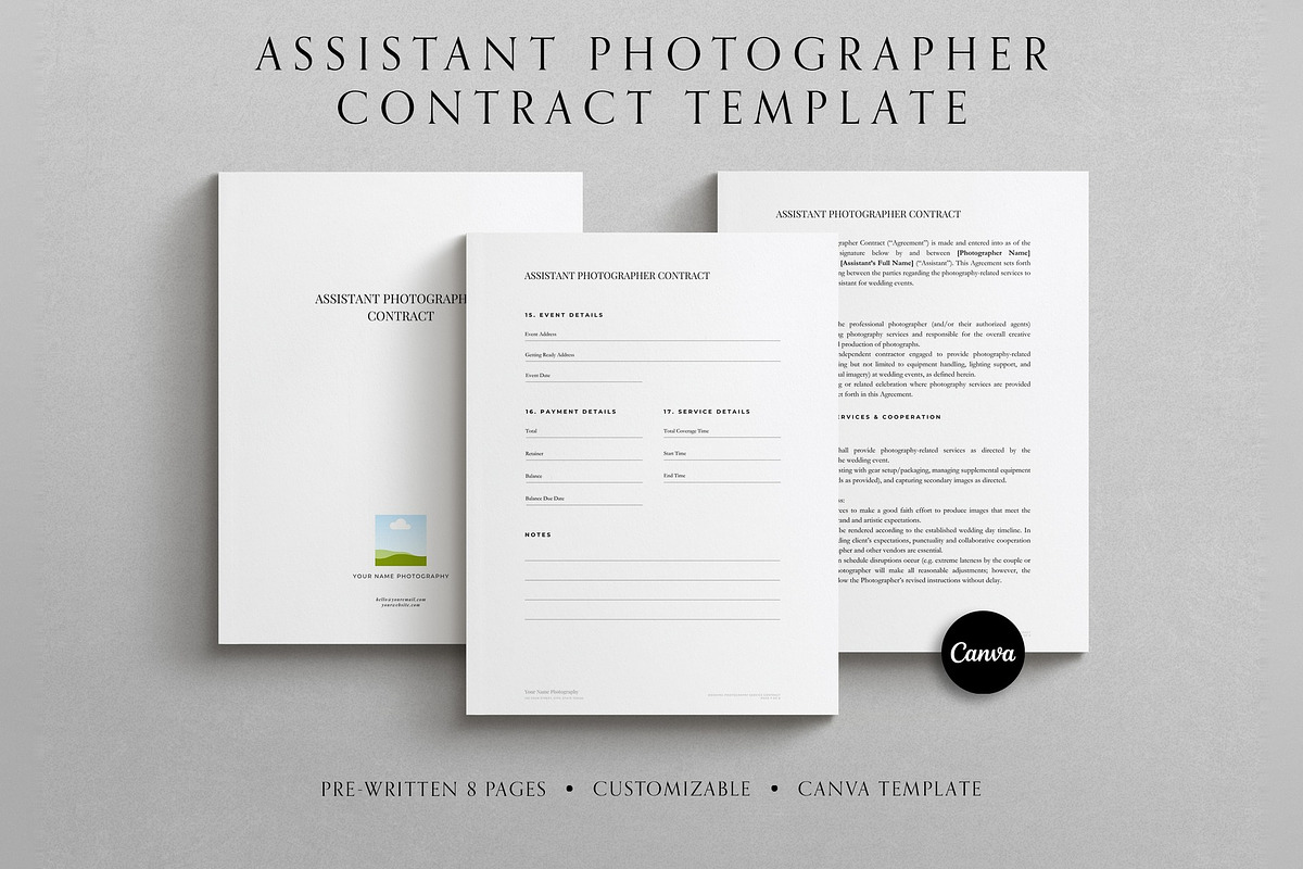 Second Shooter Contract Template, a Stationery Template by Cagdas Yoldas (Photo 1 of 5)