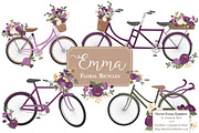 Plum Floral Bicycle Vector Clipart, an Illustration by Amanda Ilkov (Thumbnail 1 of 5)