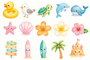 Watercolor Summer Clipart PNG, a Seasonal Illustration by Villa 11 Estudio (Thumbnail 2 of 5)