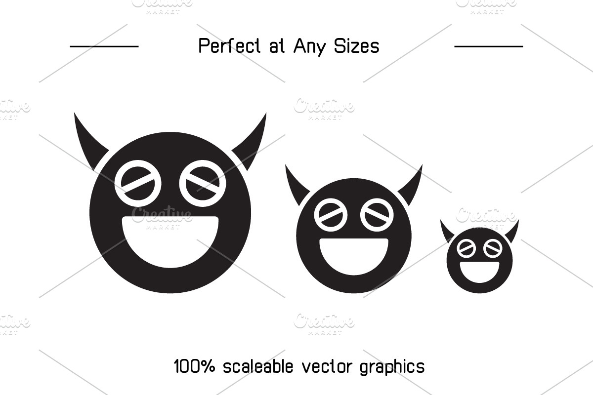 Smile Devil Emoticons Set, a Solid Icon by Designfour (Photo 7 of 7)