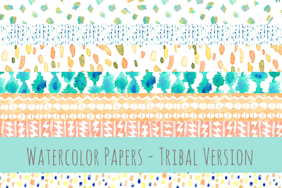 Tribal Watercolor Papers, an Illustration by Angie Makes (Photo 1 of 3)