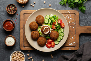 Falafel served with fresh cucumber,, a Food & Drink Photo by professorinc