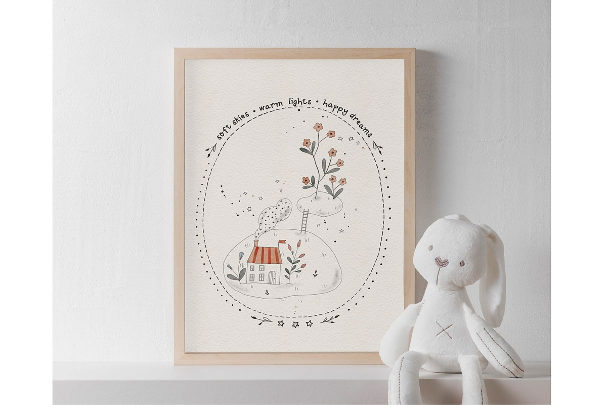 Little Houses in Cloudes Pattern, a Pattern Graphic by MouseGrey (Photo 6 of 8)