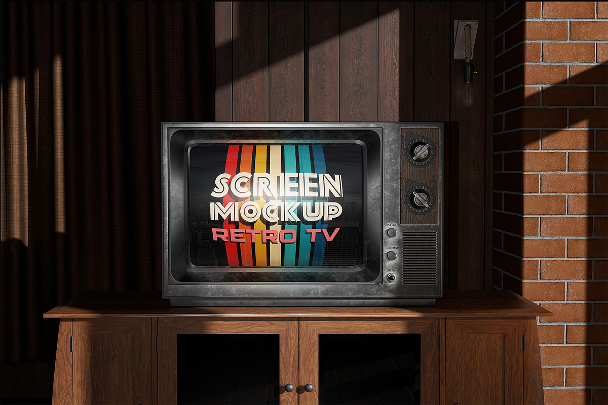 Retro TV Screen Mockup, a Wearable Device Mockup by Modaldesain (Photo 1 of 2)