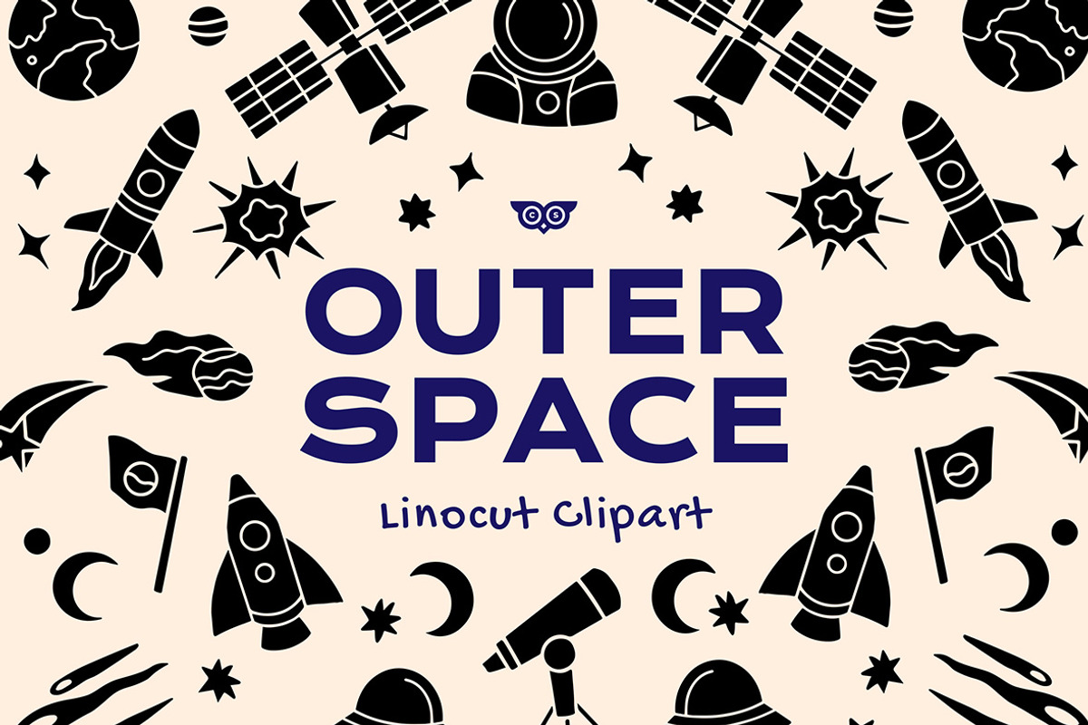 Outer Space Linocut, an Object Illustration by ClayStudio (Photo 1 of 8)