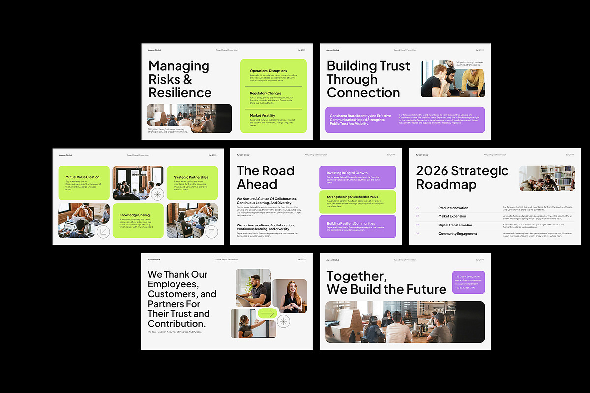 Purple Green Annual Report Keynote, a Presentation Template by Neermana (Photo 2 of 4)