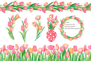 Watercolor Tulips Set