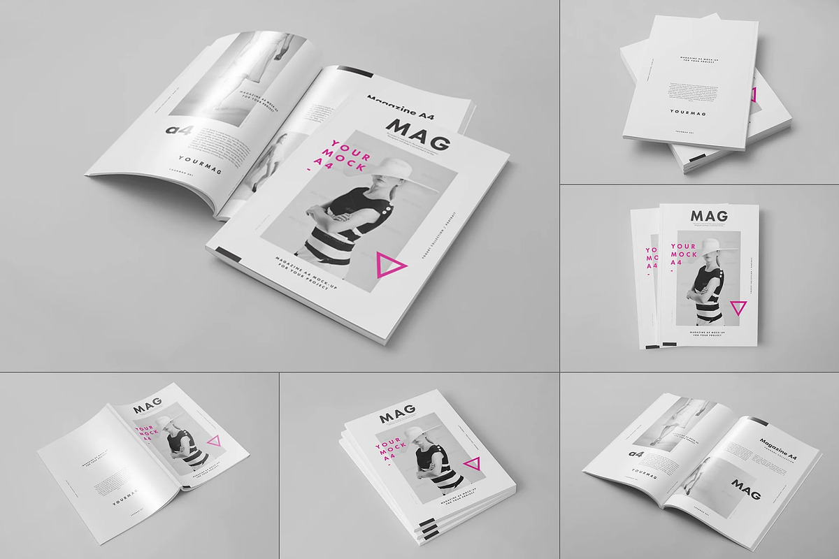 A4 Magazine Mockup, a Books & Magazine Mockup by DesignRushMarket (Photo 1 of 9)