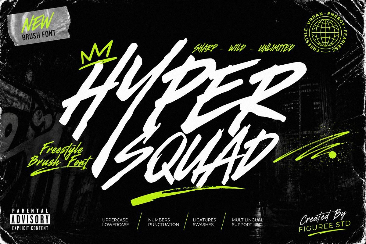 Hyper Squad - Freestyle Brush Font, a Handwritten Font by figuree studio (Photo 1 of 11)