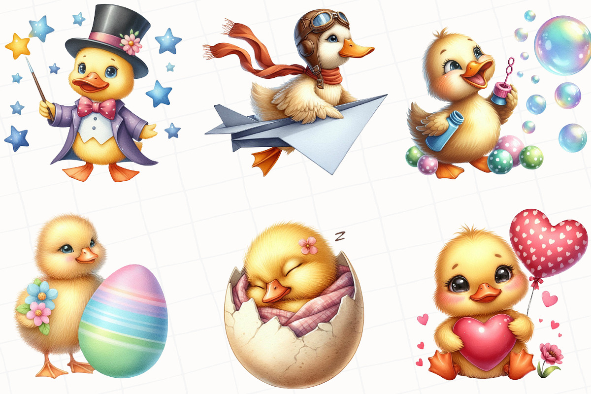 Watercolor Cute Duck Clipart, an Illustration by OK Design (Photo 5 of 5)