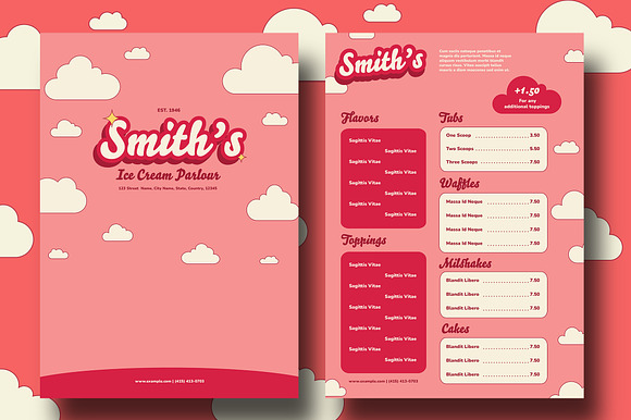 Red Ice Cream Parlour Menu