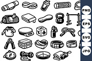 Hand Drawn Fitness Equipment Icon Pa, an Illustration by designvectx (Thumbnail 1 of 3)