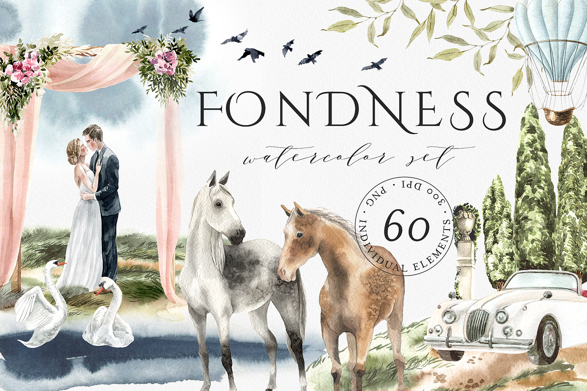 Fondness – watercolor set, an Illustration by Helen Halik art (Photo 1 of 8)