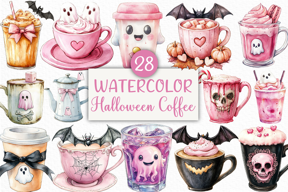 Pink Coquette Halloween Coffee PNG, an Illustration by Craft Nest (Photo 1 of 6)