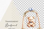 Watercolor baby bear on a swing png, an Animal Illustration by Invite to Clipart (Thumbnail 2 of 5)