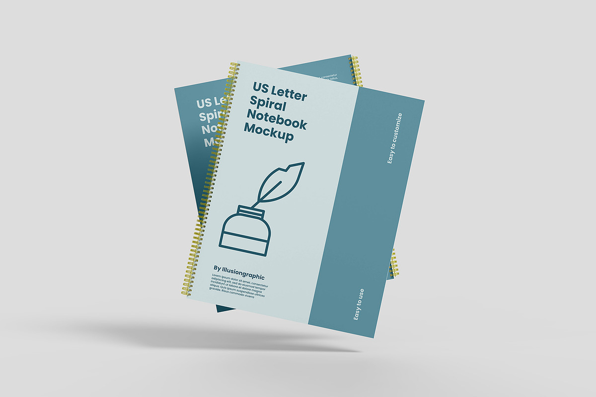 US Letter Spiral Notebook Mockup, a Books & Magazine Mockup by Illusiongraphic (Photo 8 of 32)