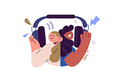Listening to audio podcast concept, a Person Illustration by PaperTrident (Thumbnail 4 of 7)